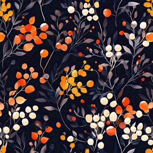 橙色植物图案