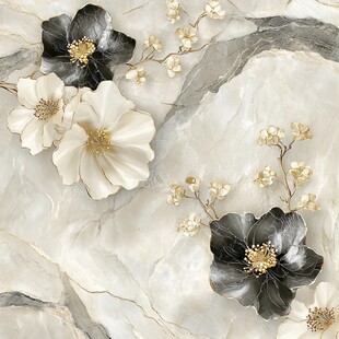 高精手绘黄金拉丝花卉