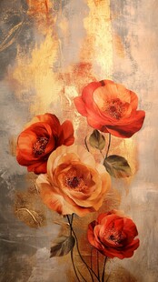 古风油画质感花卉