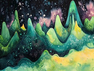 高端山水线包装插画