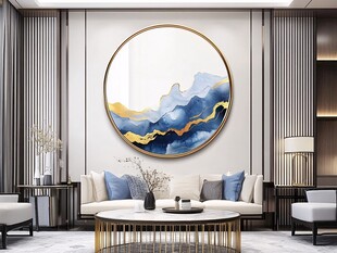 新中式山水圆行装饰画