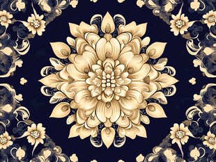 金莲四方连续图案