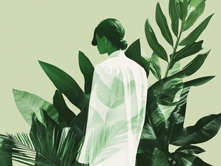 人物绿植元素插画