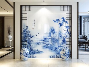 山水画青花瓷