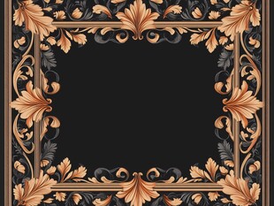 金色浮雕花纹边框