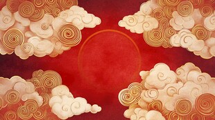 复古云雾红日背景