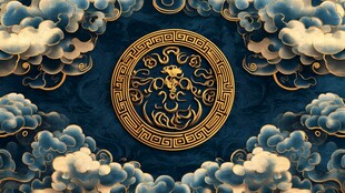 金色云纹大门