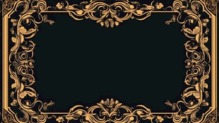 金色浮雕花纹边框