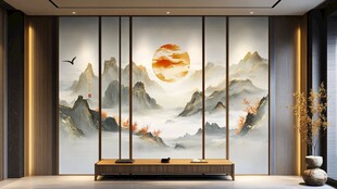 巨幅现代山水屏风