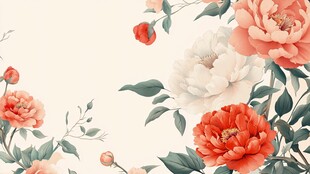 手绘质感牡丹花