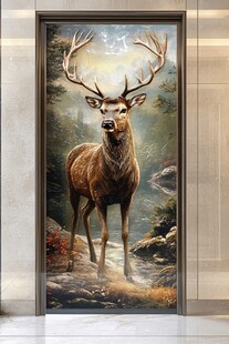 轻奢麋鹿珐琅彩浮雕画