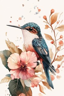 欧美风格鸟花卉