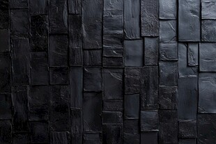 深蓝色拼接石片墙