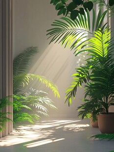 植物与窗影