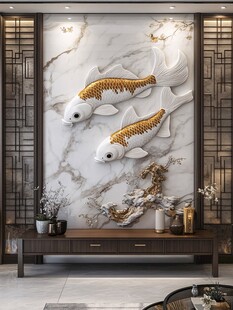 现代鲤鱼壁画