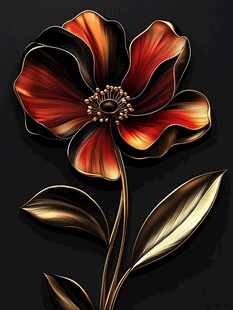 高精手绘黄金拉丝花卉