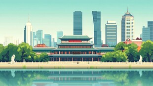 华中地区城市建筑插画