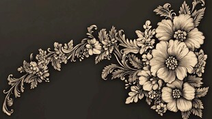 高精手绘黄金拉丝花卉