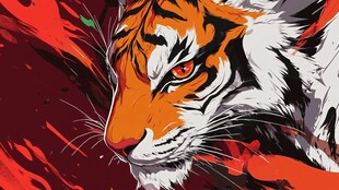 原色虎头潮流插画