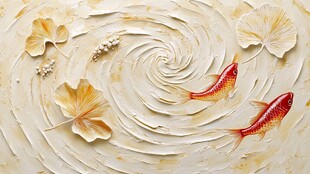 金鱼浮雕背景墙