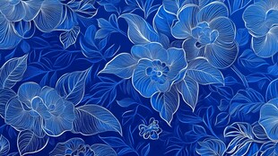 轻奢金色牡丹花线条