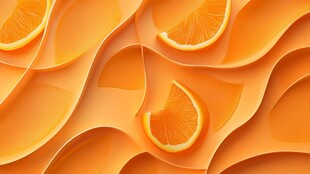 橘色立体几何画