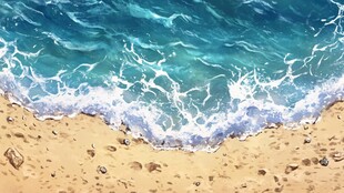 海浪水粉画