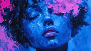 人脸色块拼接装饰画