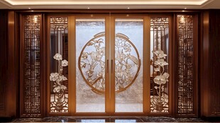 高档小区内景中式屏风