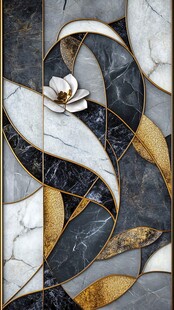 箔金拼接色块晶瓷画