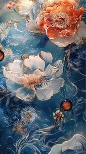 牡丹花线描金轻奢