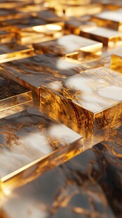 极简金箔石根线条