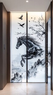 巨幅意境山水玻璃屏风
