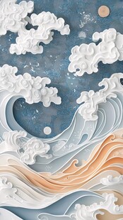 古风海浪包装插画