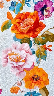 3d浮雕缤纷花卉