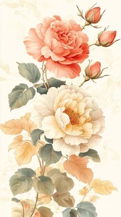 手绘质感牡丹花