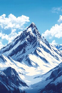 电脑绘画雪山