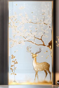 轻奢麋鹿珐琅彩浮雕画