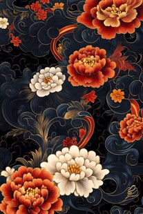 下载牡丹水纹图模板