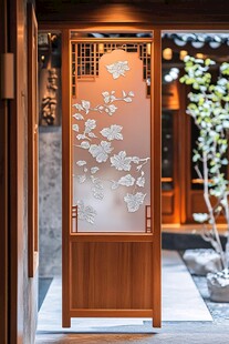 中式木框玻璃门