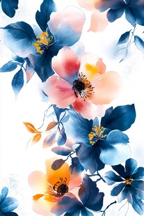 唯美蔷薇水彩荼蘼花