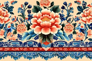 彩色民族风花草花卉