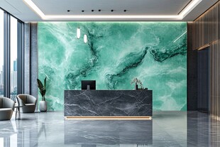 白绿色大理石纹迎宾区