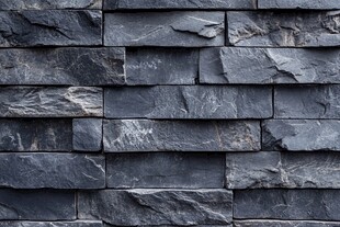 深蓝色拼接石片墙