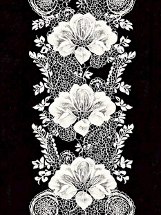 传统印花设计黑底花朵
