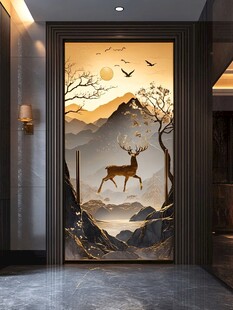 轻奢麋鹿珐琅彩浮雕画