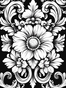 黑白色创意花型设计