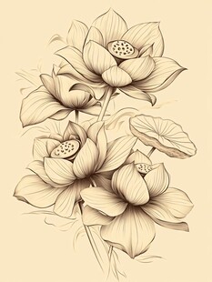 手绘包装金边荷花