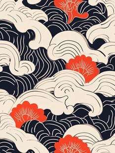 日式浪花背景