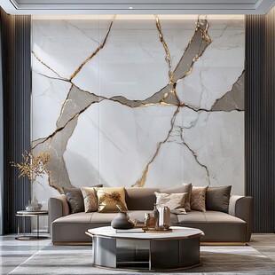 极简金箔石根线条对拼